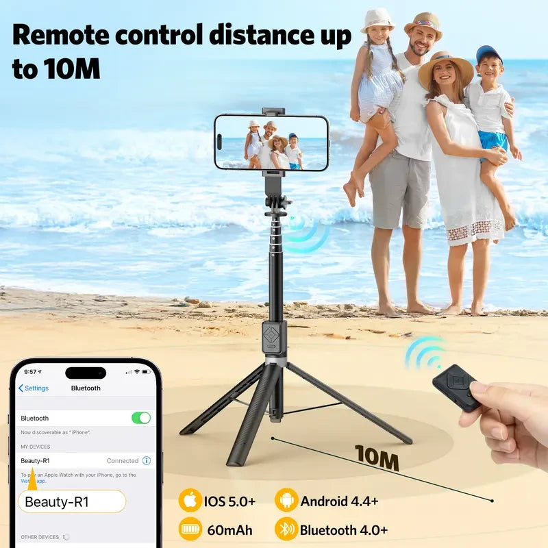 Tall Selfie Stick Tripod with Fill Light