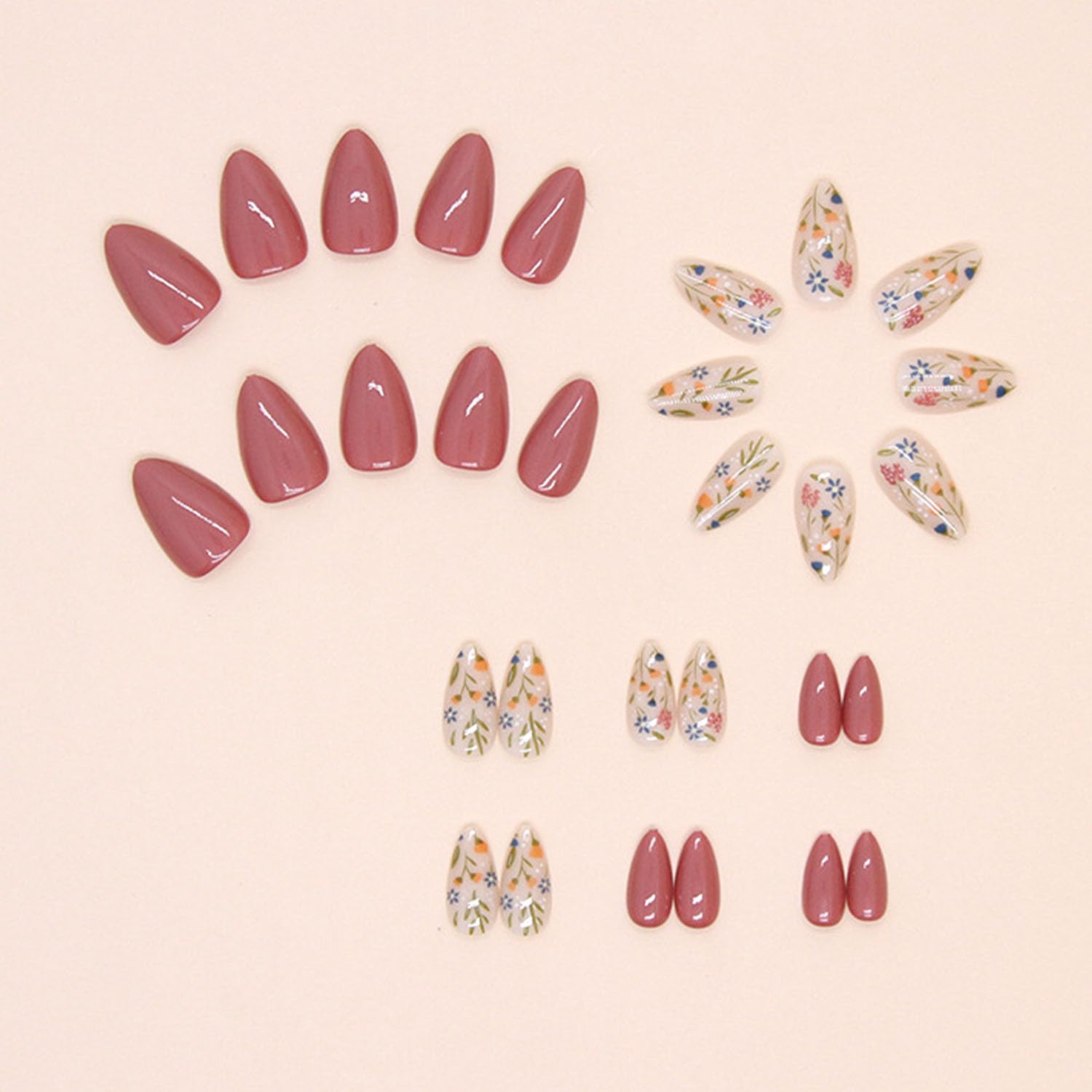 Chic Floral Almond Nails